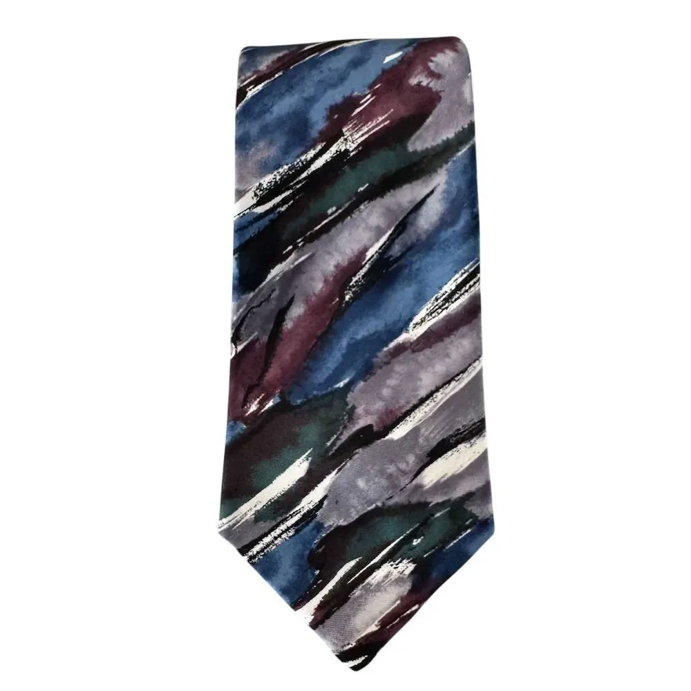 J T Becket Men's Silk Tie Multicolor Geometric Designer Classic Length‎ - Picture 2 of 5
